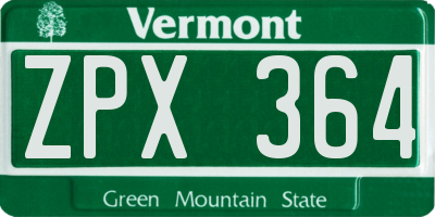 VT license plate ZPX364