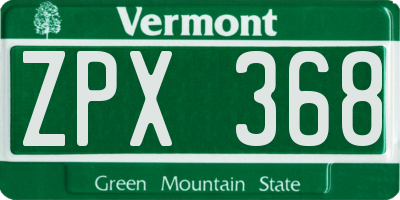 VT license plate ZPX368