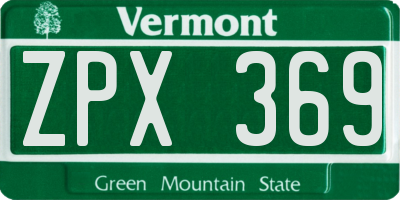 VT license plate ZPX369