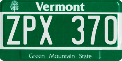VT license plate ZPX370