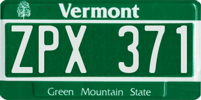 VT license plate ZPX371