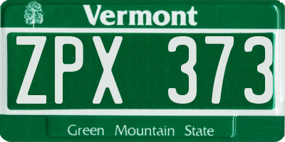 VT license plate ZPX373