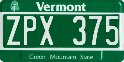 VT license plate ZPX375