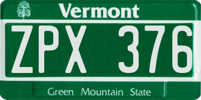 VT license plate ZPX376