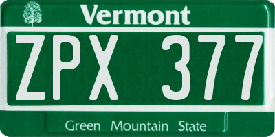 VT license plate ZPX377