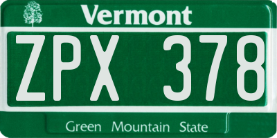 VT license plate ZPX378