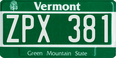 VT license plate ZPX381