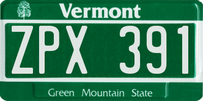 VT license plate ZPX391