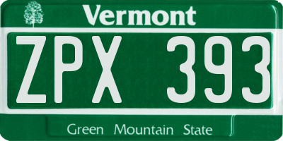 VT license plate ZPX393