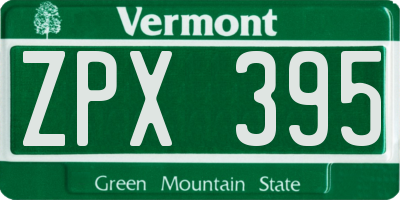 VT license plate ZPX395