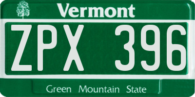 VT license plate ZPX396