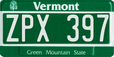 VT license plate ZPX397