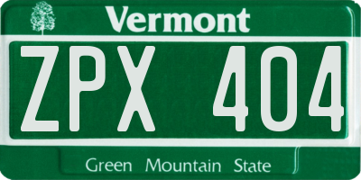 VT license plate ZPX404