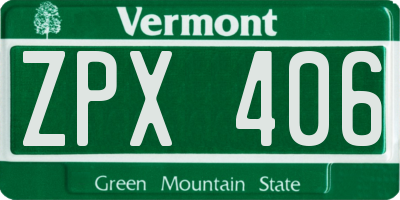 VT license plate ZPX406