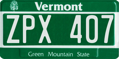 VT license plate ZPX407