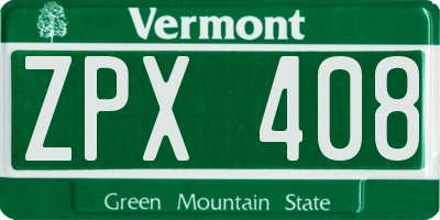VT license plate ZPX408