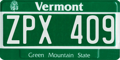 VT license plate ZPX409