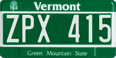 VT license plate ZPX415