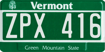 VT license plate ZPX416