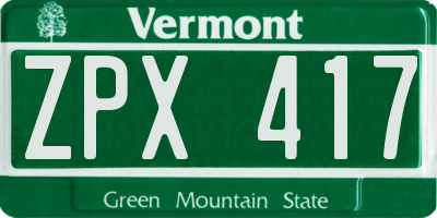 VT license plate ZPX417