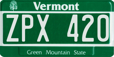 VT license plate ZPX420