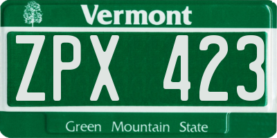 VT license plate ZPX423
