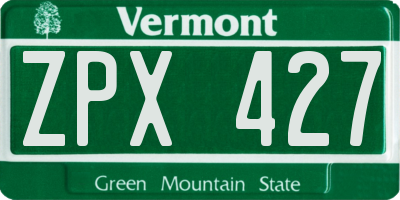 VT license plate ZPX427
