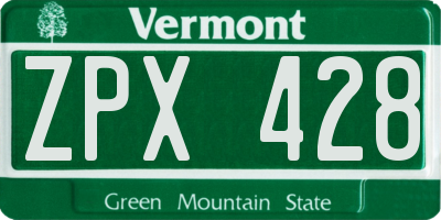 VT license plate ZPX428