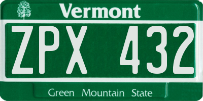 VT license plate ZPX432