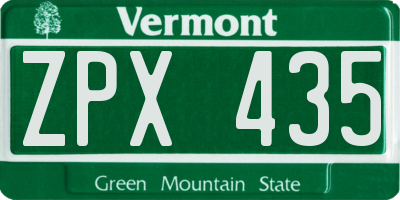 VT license plate ZPX435