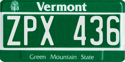 VT license plate ZPX436