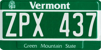 VT license plate ZPX437