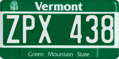 VT license plate ZPX438
