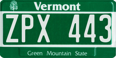 VT license plate ZPX443