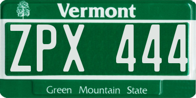 VT license plate ZPX444