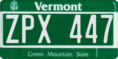 VT license plate ZPX447