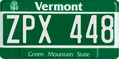 VT license plate ZPX448