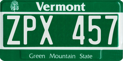 VT license plate ZPX457
