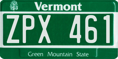 VT license plate ZPX461