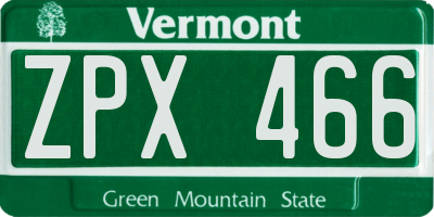 VT license plate ZPX466