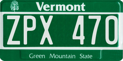 VT license plate ZPX470