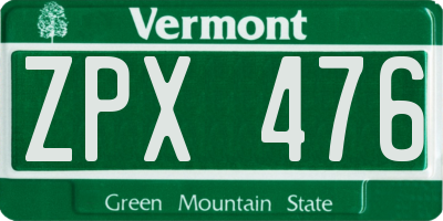 VT license plate ZPX476