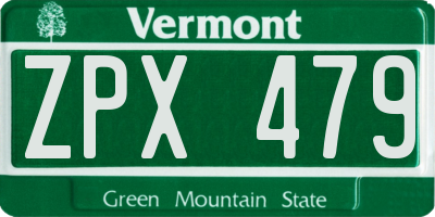 VT license plate ZPX479
