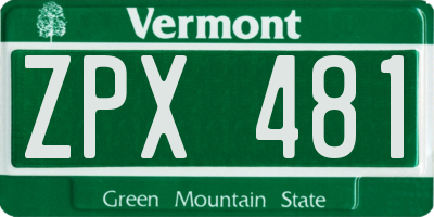 VT license plate ZPX481