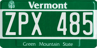 VT license plate ZPX485