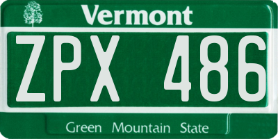 VT license plate ZPX486
