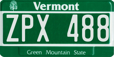 VT license plate ZPX488