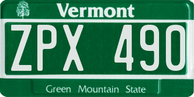 VT license plate ZPX490