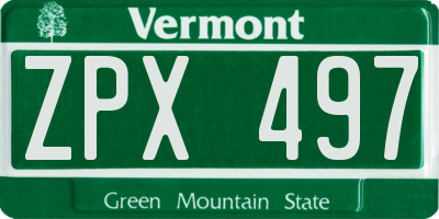VT license plate ZPX497