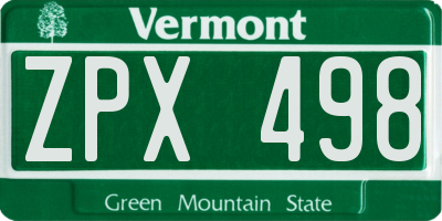 VT license plate ZPX498